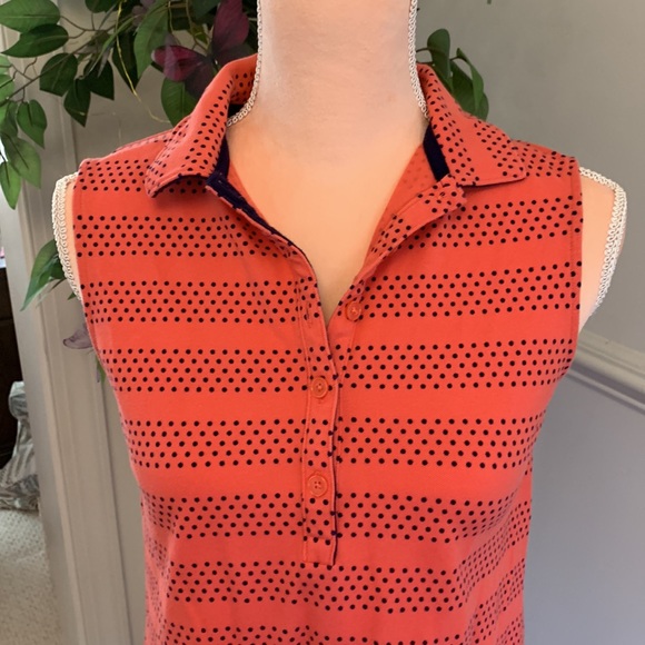 💛Land’s End peach polo dress with navy dots size small 6-8💛 - Picture 3 of 8